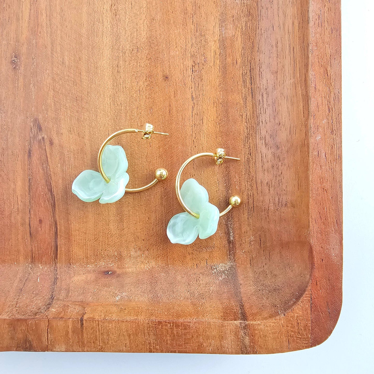 Magnolia Hoops - Sage Earrings