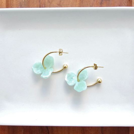 Magnolia Hoops - Sage Earrings