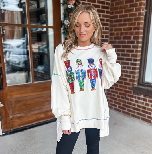 Sequin Nutcracker pullover