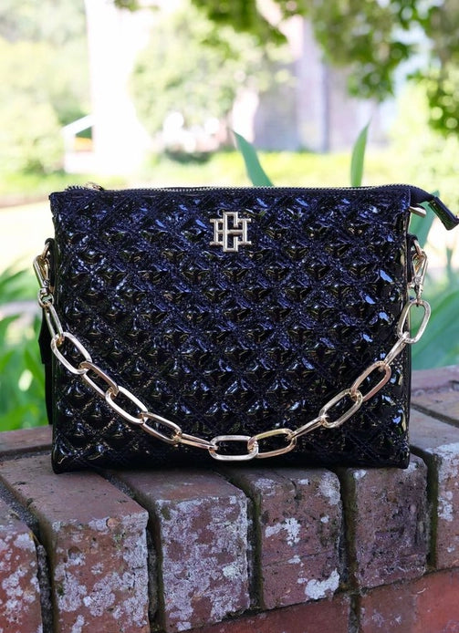 Ariana Crossbody Purse - black patent