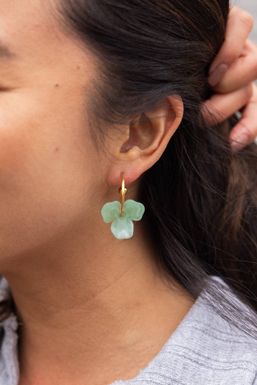 Magnolia Hoops - Sage Earrings