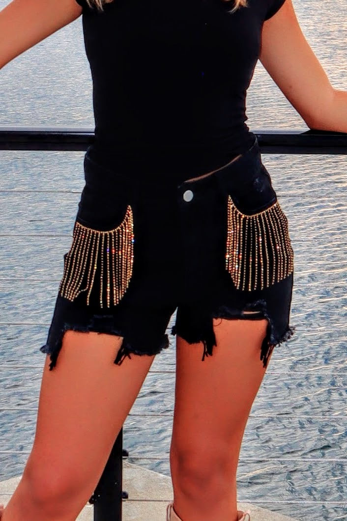 Tabitha Rhinestone Denim Shorts