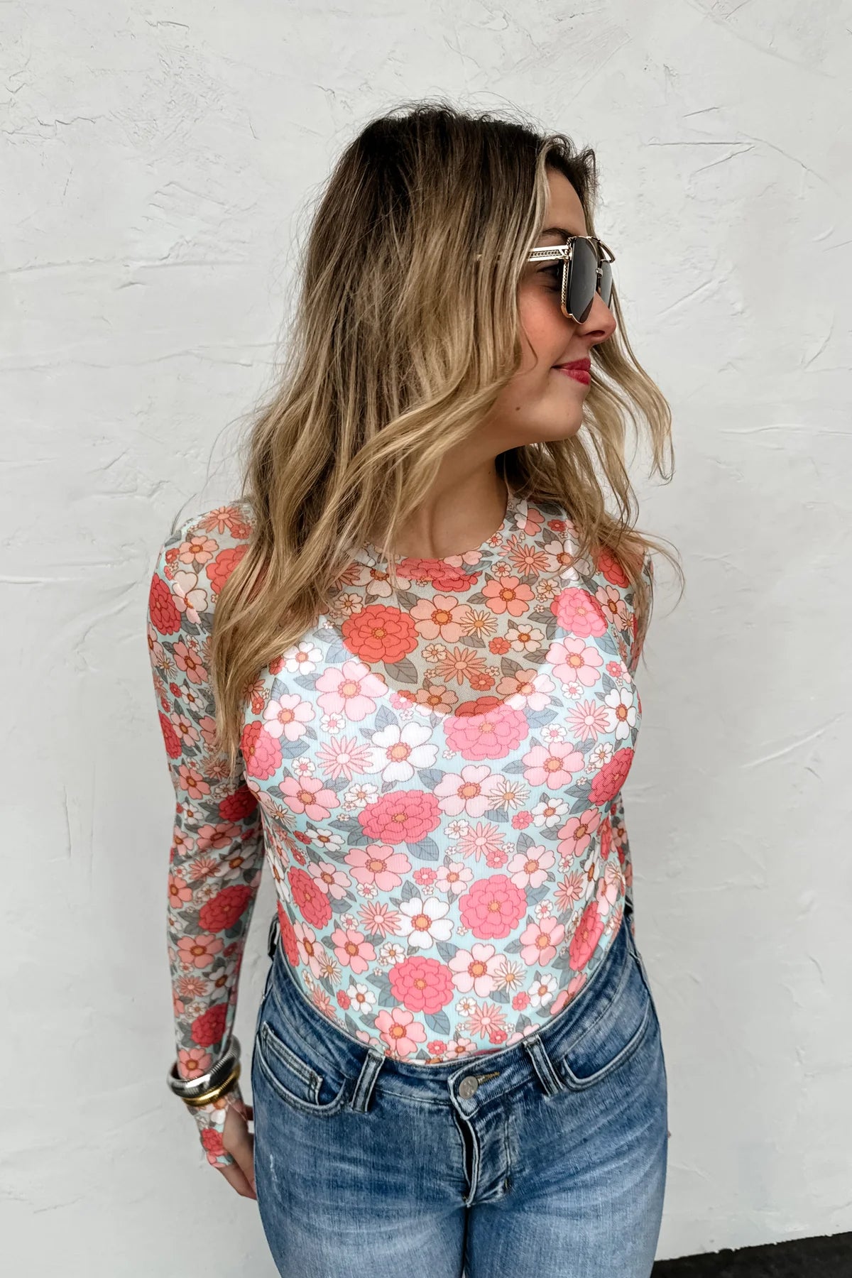 April Floral Mesh Top