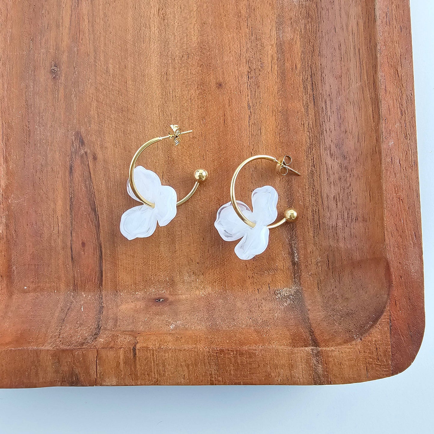 Magnolia Hoops - White // Spring, Summer, Floral, Flower, Earrings