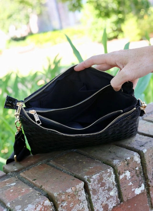 Ariana Crossbody Purse - black patent