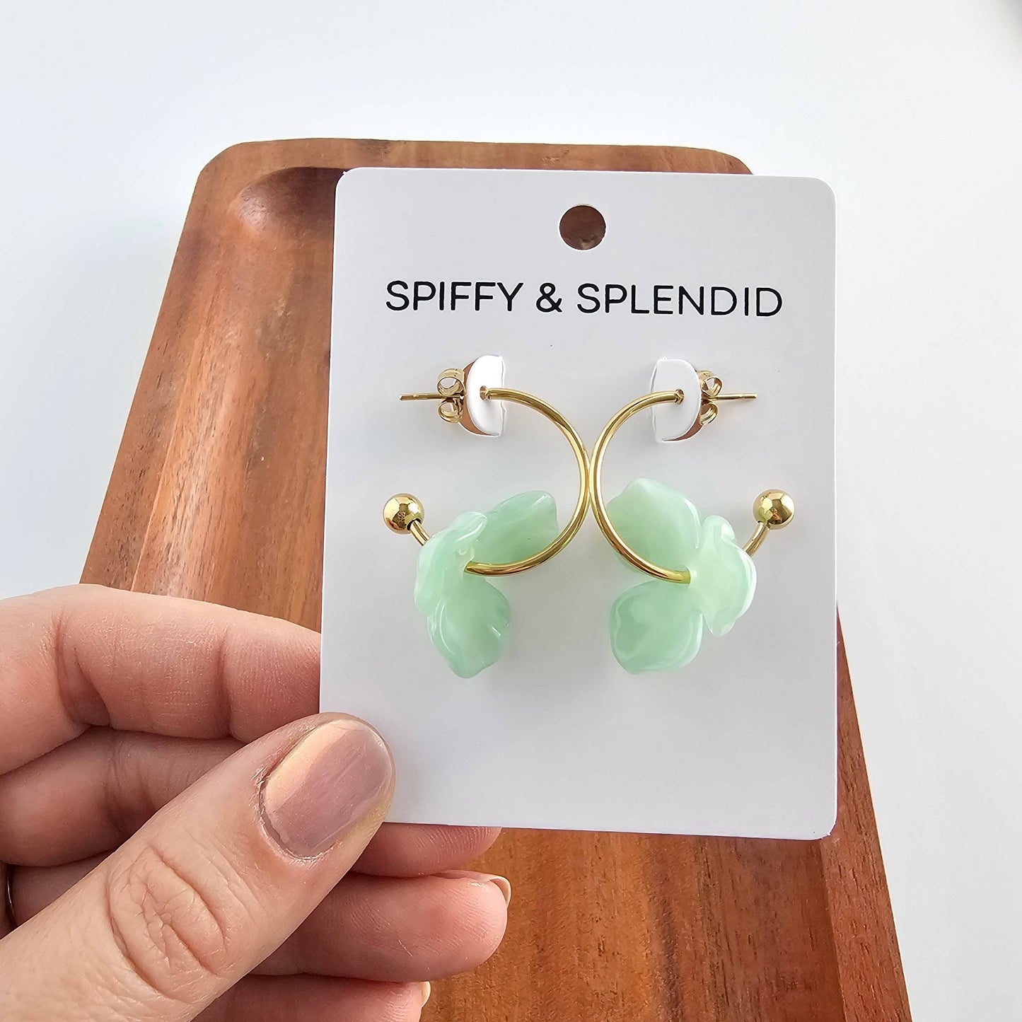 Magnolia Hoops - Sage Earrings