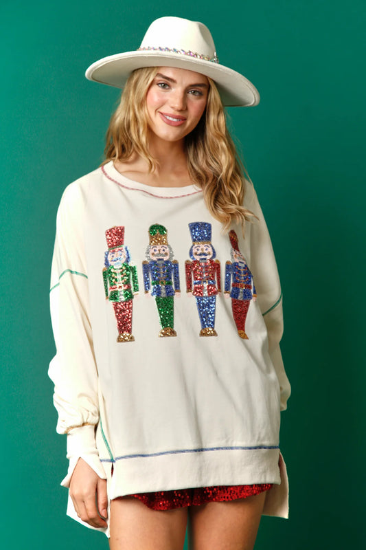 Sequin Nutcracker pullover