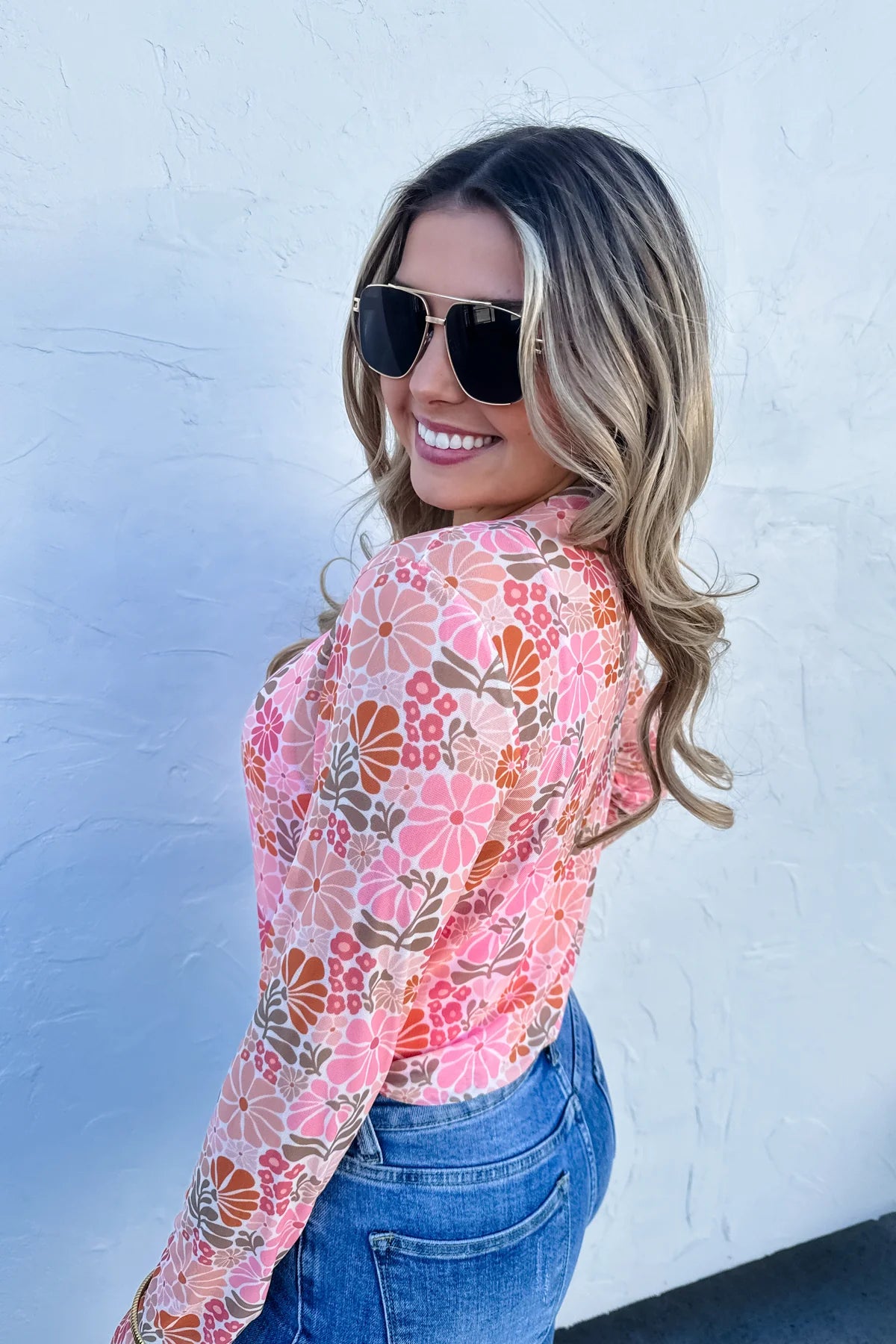 April Floral Mesh Top