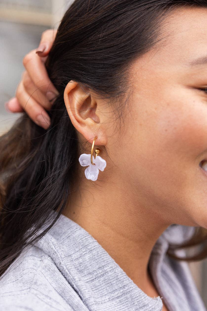 Magnolia Hoops - White // Spring, Summer, Floral, Flower, Earrings