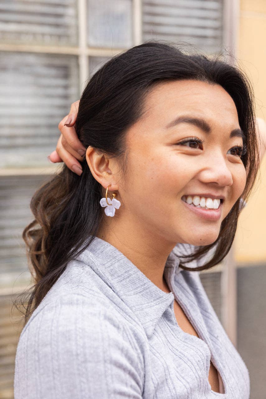 Magnolia Hoops - White // Spring, Summer, Floral, Flower, Earrings