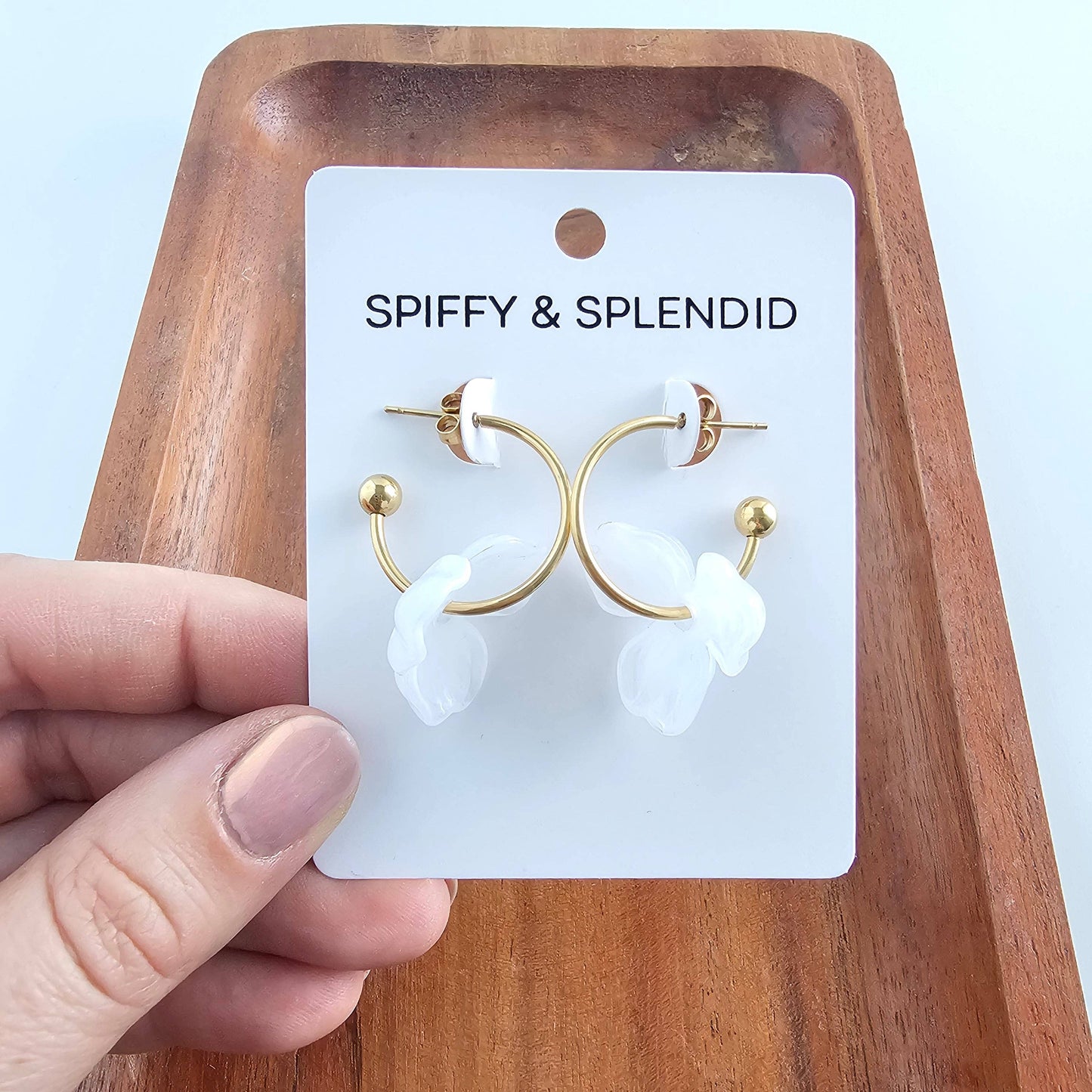 Magnolia Hoops - White // Spring, Summer, Floral, Flower, Earrings