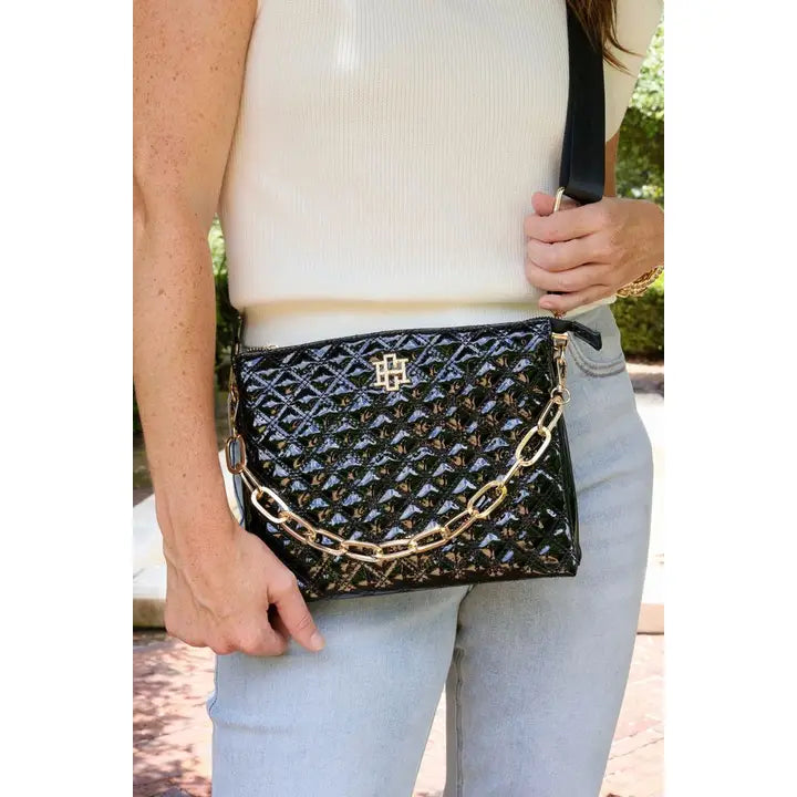 Ariana Crossbody Purse - black patent