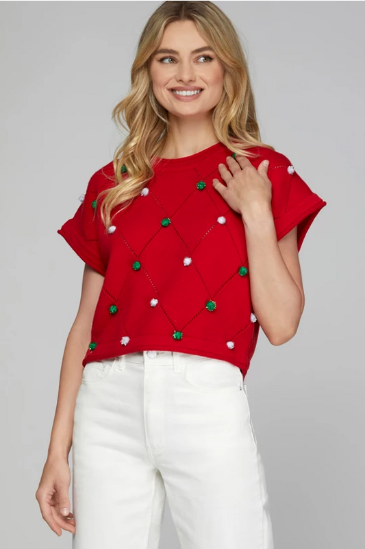 Pom Pom Holiday Sweater