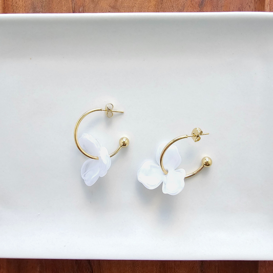 Magnolia Hoops - White // Spring, Summer, Floral, Flower, Earrings