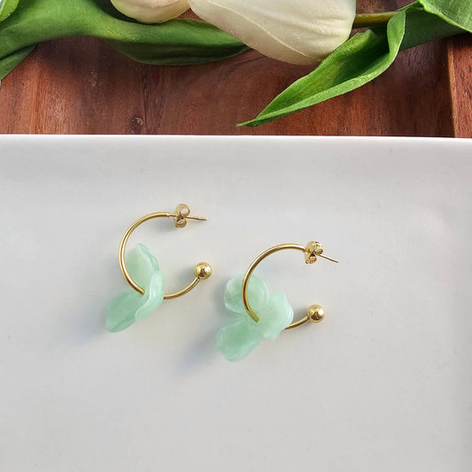 Magnolia Hoops - Sage Earrings