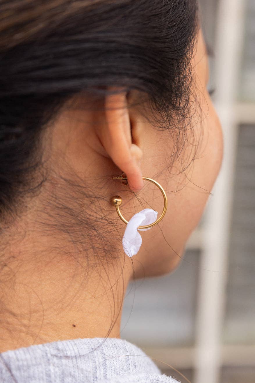 Magnolia Hoops - White // Spring, Summer, Floral, Flower, Earrings