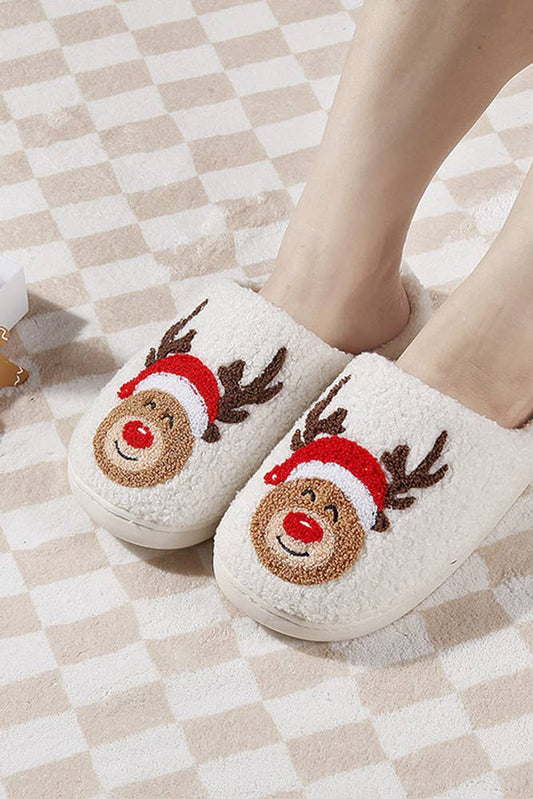 Cozy Christmas Reindeer Fleece House Slipper