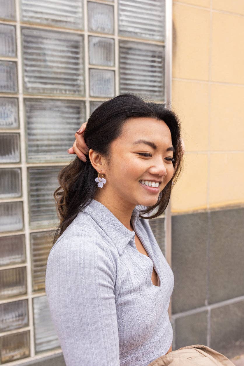 Magnolia Hoops - White // Spring, Summer, Floral, Flower, Earrings