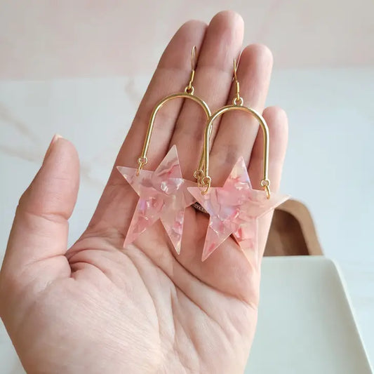 Rosie Star Earrings - Coral