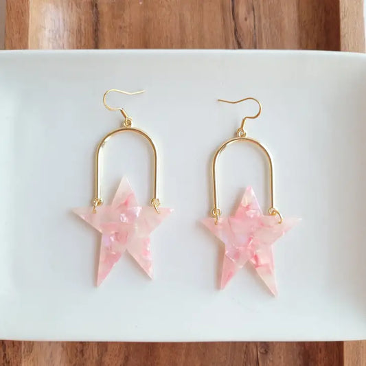 Rosie Star Earrings - Coral